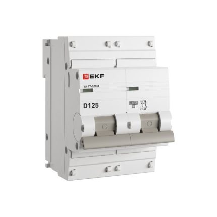 Автоматический выключатель 2P 125А (D) 10kA ВА 47-100M без теплового расцепителя EKF PROxima