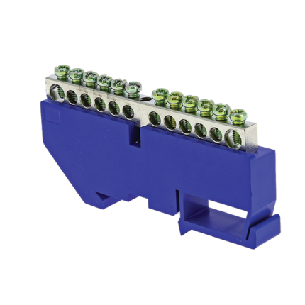 Шина "0" N (6x9мм) 14 отв. цинк синий изолятор на DIN-рейку EKF PROxima