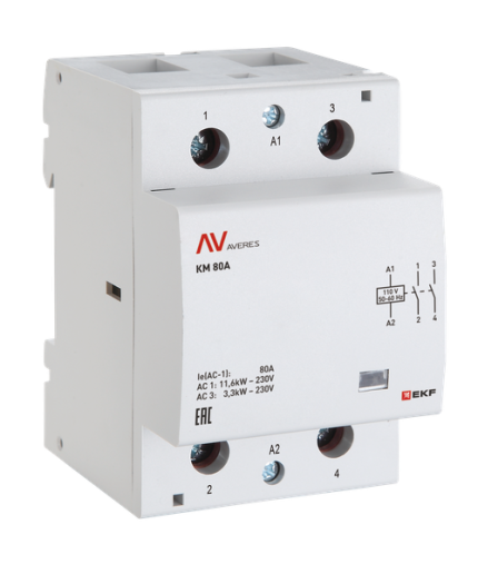 Контактор модульный КМ 63А 4NO 24VAC (3 мод.) AVERES EKF