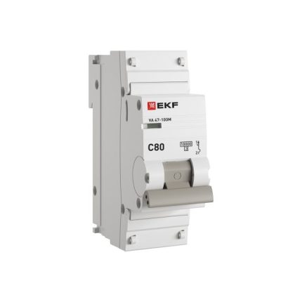 Автоматический выключатель 1P 80А (C) 10kA ВА 47-100M без теплового расцепителя EKF PROxima