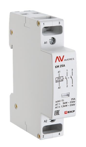 Контактор модульный КМ 25А 2NО 48VAC (1 мод.) AVERES EKF
