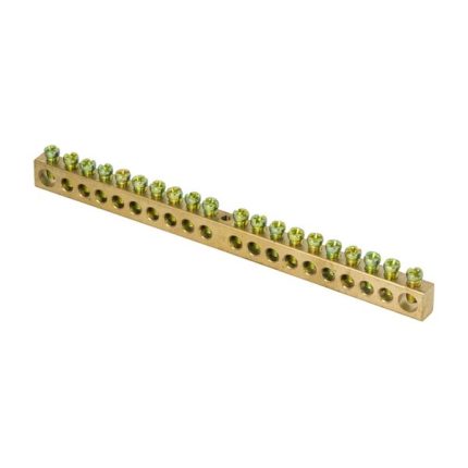 Шина PEN "ноль-земля" (8х12мм) 20 отверстий латунь крепеж по центру EKF PROxima