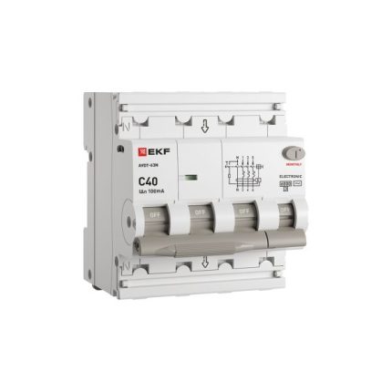 Автоматический выключатель дифференциального тока АВДТ-63N 3P+N 40А 100мА характеристика C тип AC электронный 6кА PROXIMA EKF