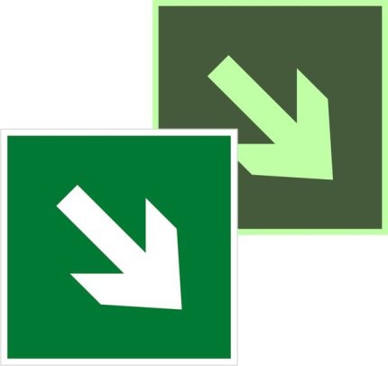 Знак пластик E02-02 "Направляющая стрелка под углом 45" (200x200) фотолюминесцентный ГОСТ 12.4.026-2015 EKF PROxima