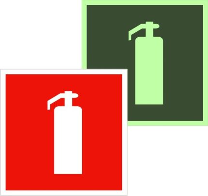 Знак наклейка F04 "Огнетушитель" (200x200) фотолюминесцентный ГОСТ 12.4.026-2015 EKF PROxima