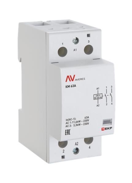 Контактор модульный КМ 63А 2NC 230VAC (2 мод.) AVERES EKF