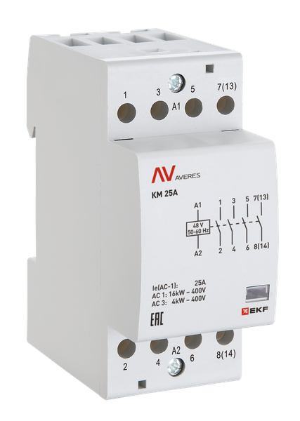Контактор модульный КМ 25А 4NO 110VAC (2 мод.) AVERES EKF