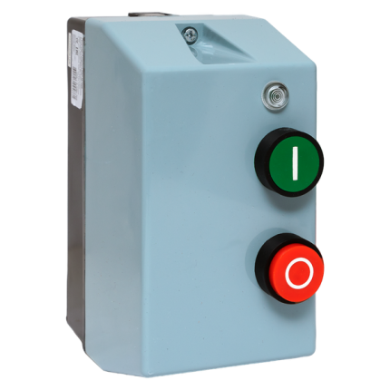 Пускатель магнитный ПМЛ-1230-9А-230В с тепловым реле 1-1,6А в корпусе IP65, с кнопками Пуск/Стоп, с индикацией