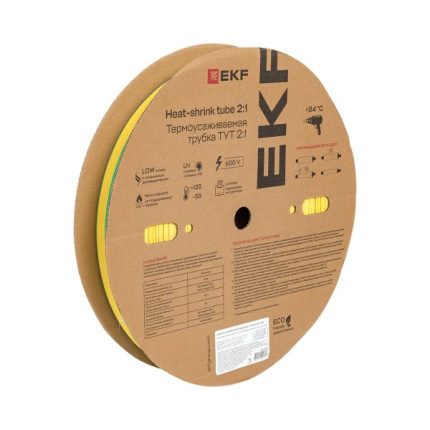 Термоусаживаемая трубка ТУТ нг 30/15 жел-зел рулон EKF PROxima
