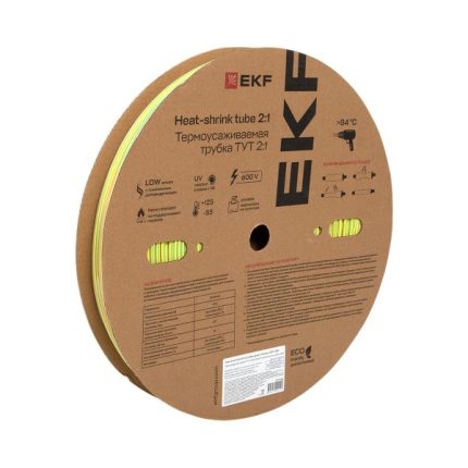 Термоусаживаемая трубка ТУТ нг 4/2 жел-зел рулон EKF PROxima