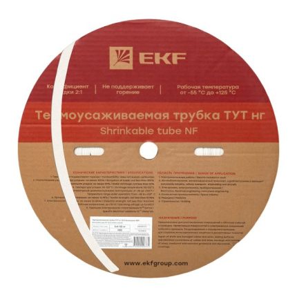 Термоусаживаемая трубка ТУТ нг 12/6 белая рулон EKF PROxima