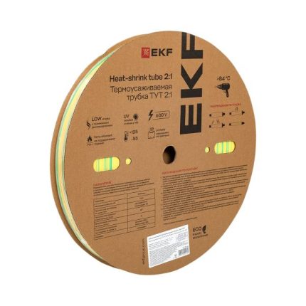 Термоусаживаемая трубка ТУТ нг 20/10 жел-зел рулон EKF PROxima