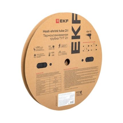 Термоусаживаемая трубка ТУТ нг 16/8 черная рулон EKF PROxima