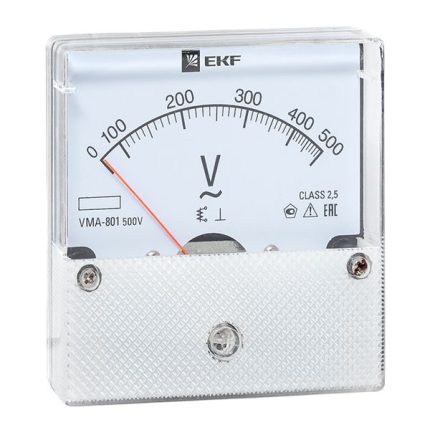 Вольтметр VMA-801 аналоговый на панель (80х80) круглый вырез 500В прямое подкл. EKF PROxima