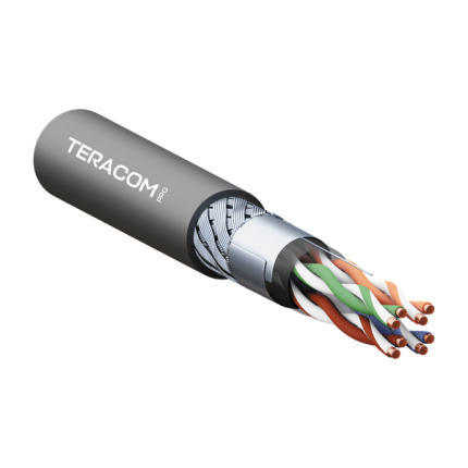 Кабель витая пара TERACOM PRO Cat.5E SF/UTP для промышленного Ethernet проводник 4 пары 19x0,1мм 26AWG оболочка полиуретан -40°C – +80°C цвет черный (упак. 305м)