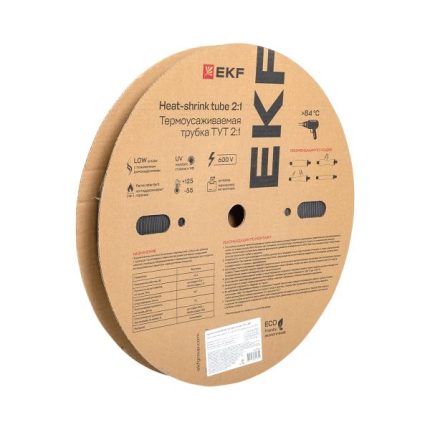 Термоусаживаемая трубка ТУТ нг 25/12,5 черная рулон EKF PROxima