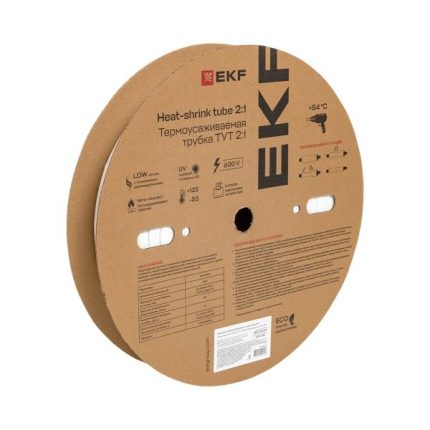 Термоусаживаемая трубка ТУТ нг 40/20 белая рулон EKF PROxima