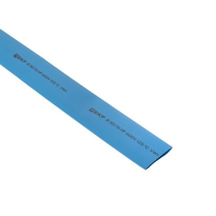 Термоусаживаемая трубка ТУТ нг 30/15 синяя в отрезках по 1м EKF PROxima