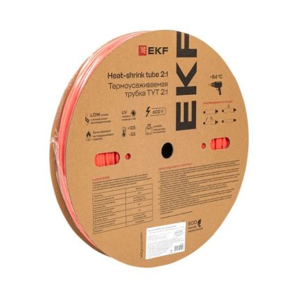 Термоусаживаемая трубка ТУТ нг 6/3 красная рулон EKF PROxima